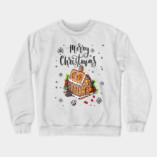 Christmas painting "Gingerbread house" Crewneck Sweatshirt by artisjourney